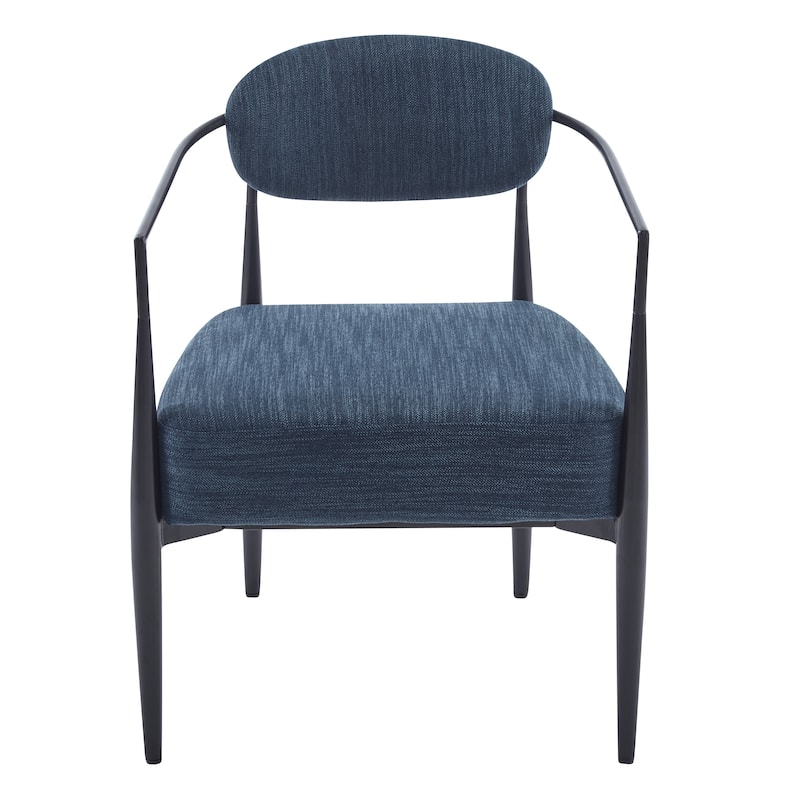 Roomfitters Modern Accent Chair with Upholstered Curved Back and Metal Frame, Comfy Lounge Seating for Living Room, Navy Blue