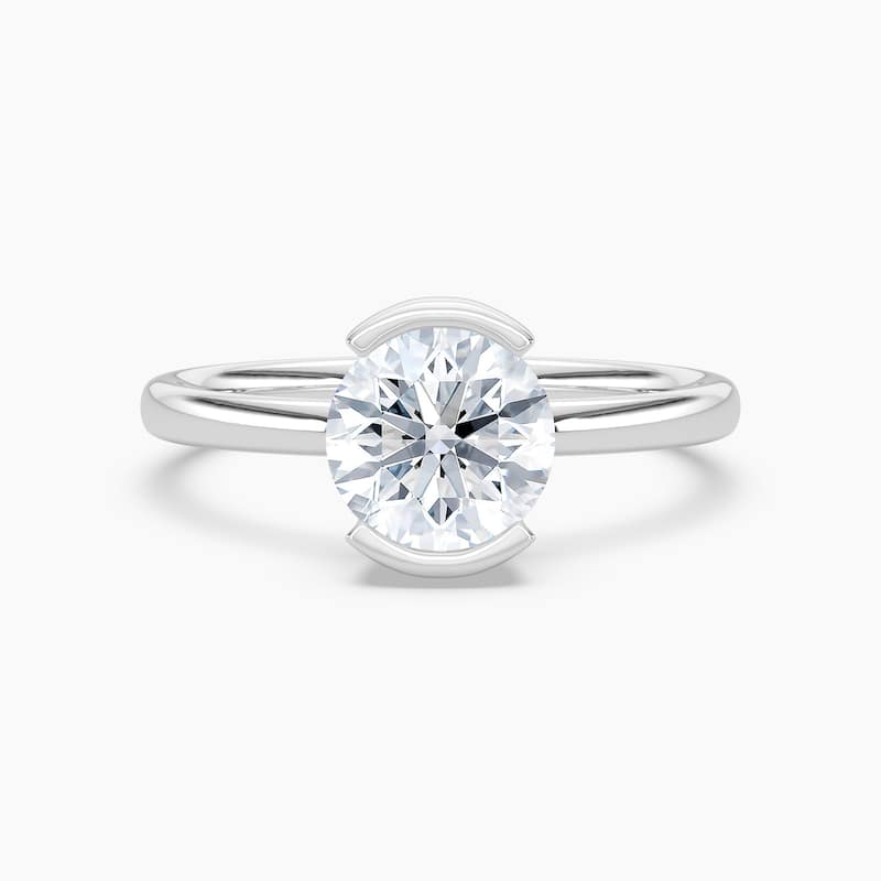 Auriya 14K Gold Lab Grown Diamond Round Half Bezel Solitaire Engagement Ring 1.00 - 5.00ct. tw. (F-G, VS) - 1.00 carats - 5 - White