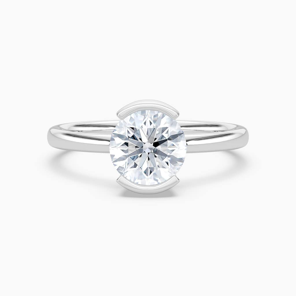 Auriya 14K Gold Lab Grown Diamond Round Half Bezel Solitaire Engagement Ring 1.00 - 5.00ct. tw. (F-G, VS)