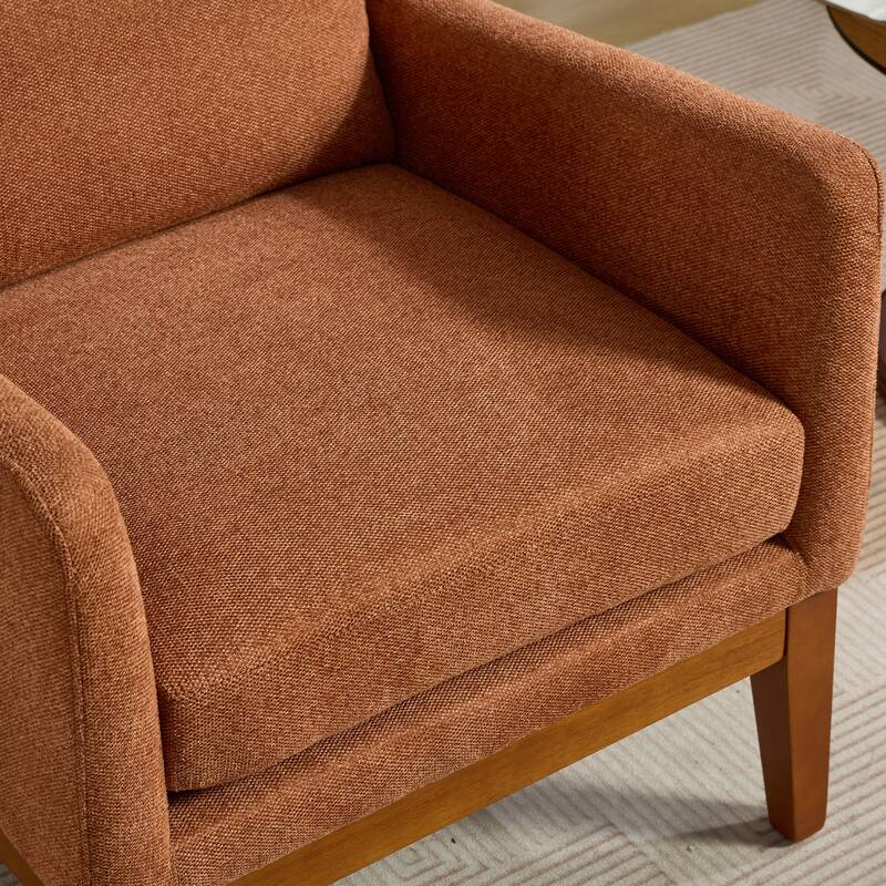 26.18" Wide Accent Chair,Polyester Blend High Back Reading Chair ,Upholstered Armchair Club Chair,Single Sofa with Wood Legs