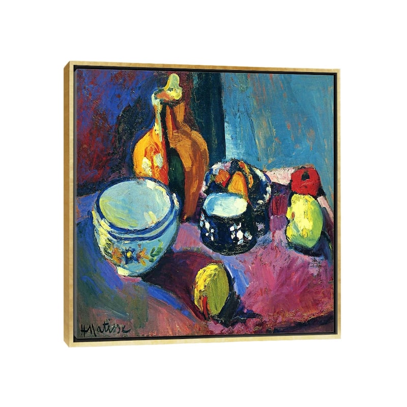 iCanvas "Dishes & Fruit" by Henri Matisse Framed Canvas Print - Gold - 18x18