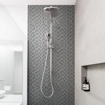 Merola Tile Hudson Penny Round Stormy Night 11-7/8" x 12-5/8" Porcelain Floor and Wall Tile