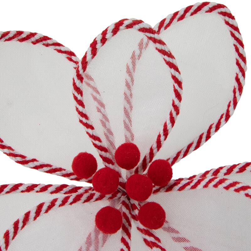 22" Candy Cane Poinsettia Floral Christmas Pick - 22