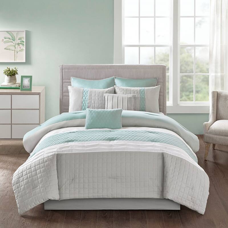 GDF Studio - Tinsley 8 Piece Pleated Microfiber Comforter Set