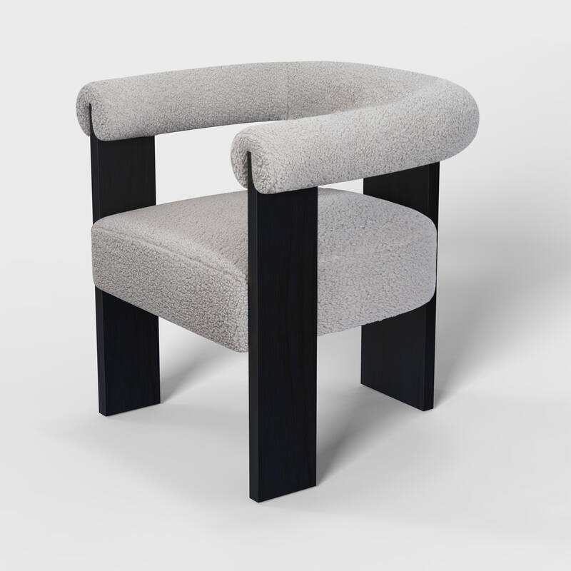 Owena Modern Armchair Upholstered Brushed Fabric with Padding Wood Frame - Gray