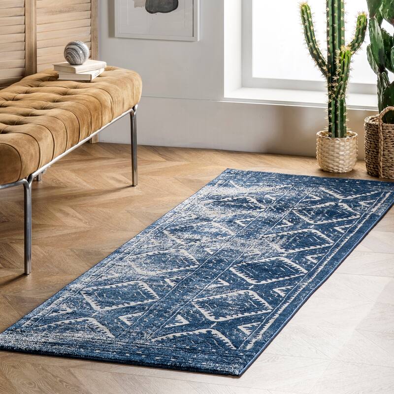 Nuloom Spencer Aztec Trellis Area Rug - 2'8" x 8' Runner - Blue - Runner