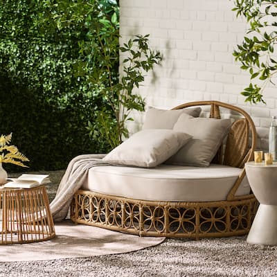 Shane Wicker Outdoor Daybed with Pillows by Christopher Knight Home