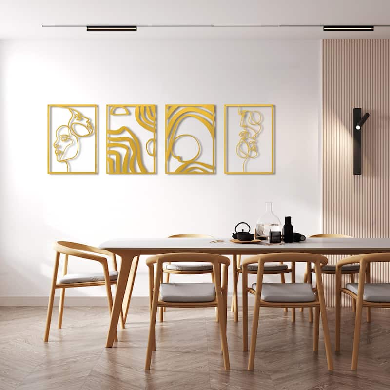 Art3d Metal Framed Wall Art Set-4-sheet Black or Gold 17"x12"