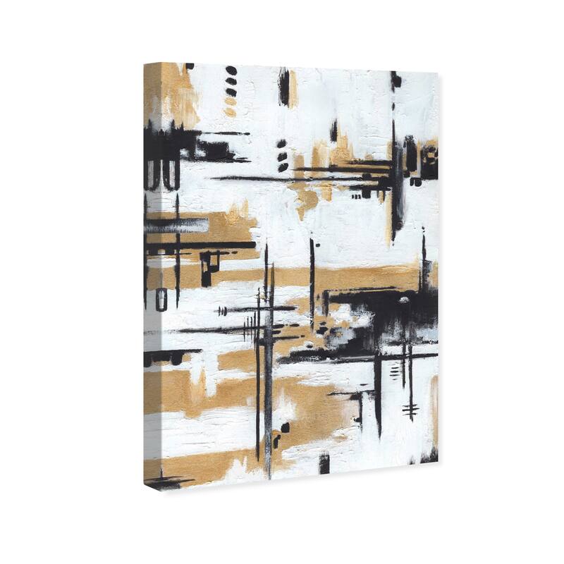 Wynwood Studio Abstract Puzzling I Gold and Pastel Gold Modern & Contemporary Wall Art Canvas Print