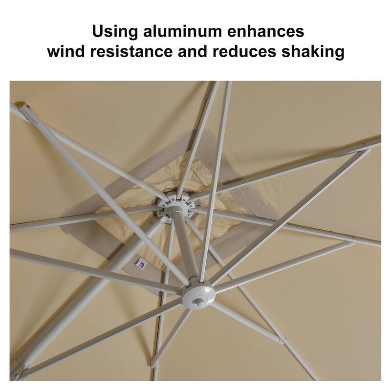 PURPLE LEAF 8 ft White Cantilever Patio Umbrella with 360 Degree Rotation With Base