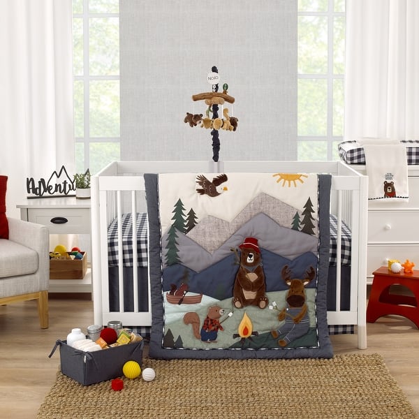slide 2 of 5, NoJo Into the Wilderness 4 Piece Nursery Crib Bedding Set