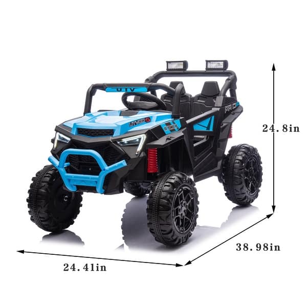 dimension image slide 0 of 3, 24V Kids Ride-On Car with Electric UTV Remote Control, 400W Motor, 4WD, Music, USB, lights & Shock Absorbers - Electric Vehicle