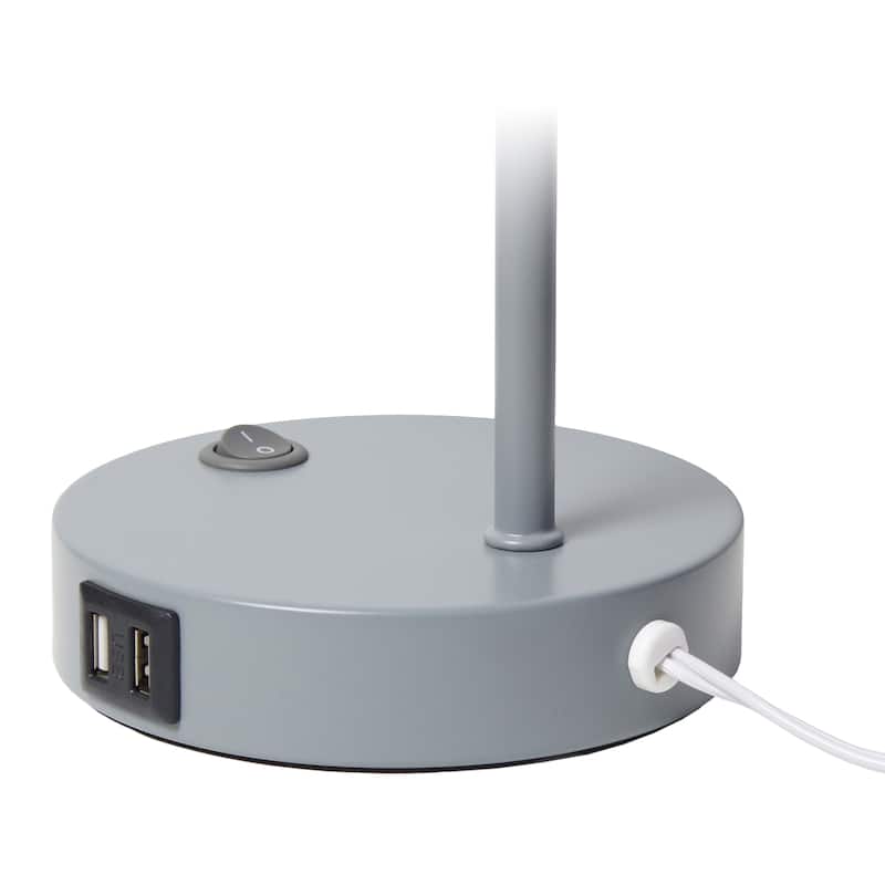 Modern Metal Desk Lamp with Dual USB Charging Ports Adjustable Arm Multiple Colors - 7.28” x 5.60” x 16”