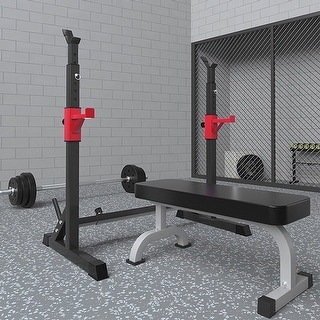 Details about   Barbell Rack 550LBS Max Load Adjustable Squat Stand Dipping Station Weight Bench