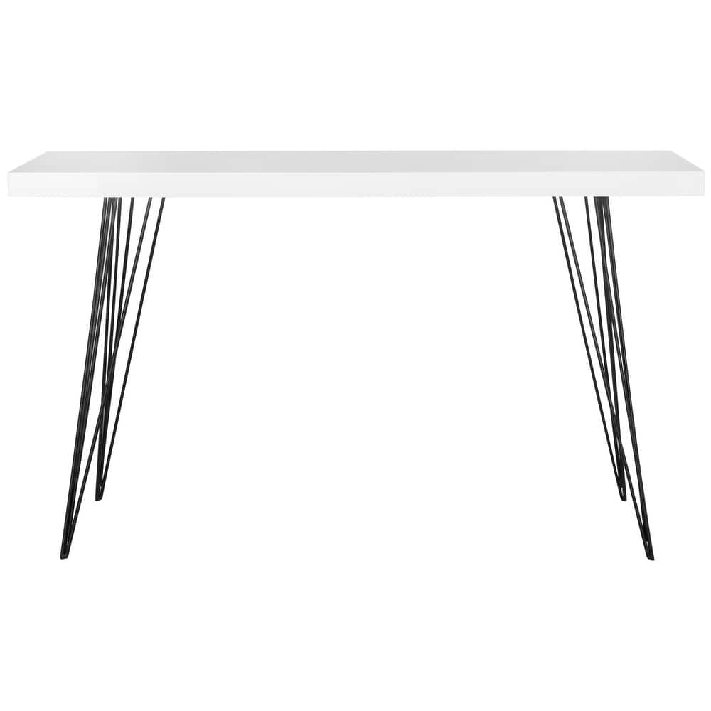 SAFAVIEH Pearlene Mid-Century White/ Black Lacquer Console Table - 55" x 17.5" x 32" - 55Wx18Dx32H