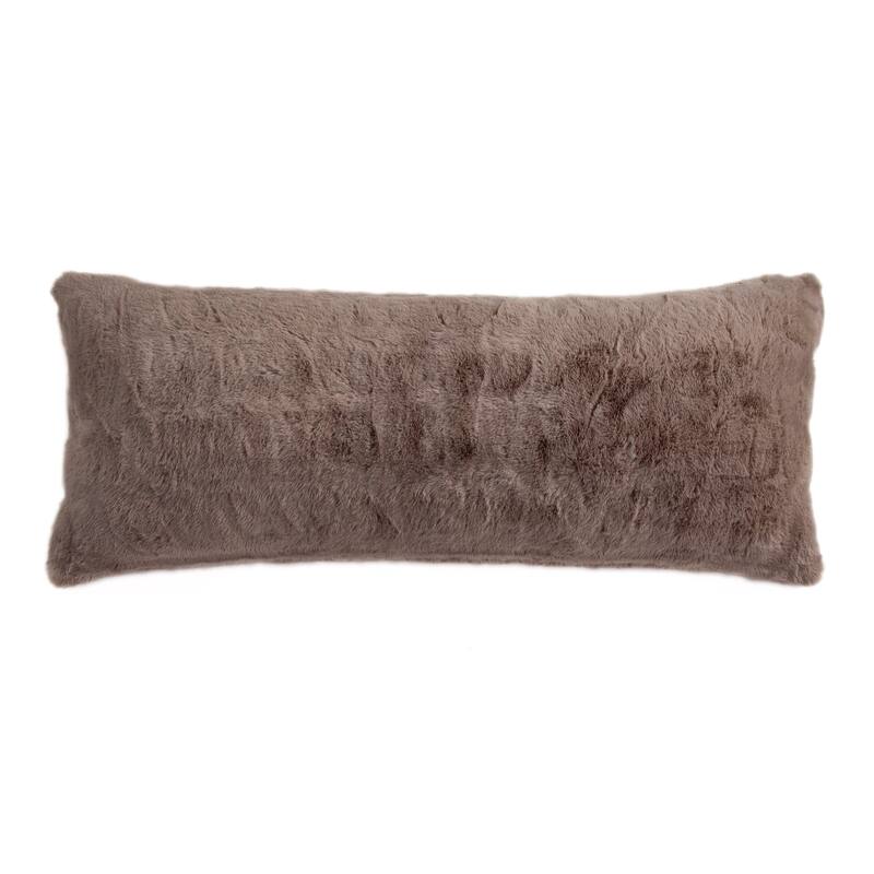 HiEnd Accents Ruched Rabbit Double-Sided Soft Cozy Plush 14x36 inch Lumbar Throw Pillow with Down Insert - Blush