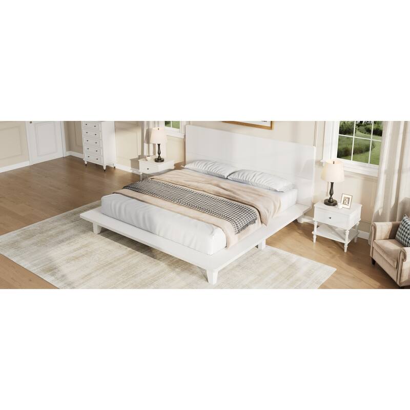Roomfitters Full/Queen/King Size Wood Platform Bed with Headboard and Slat Support
