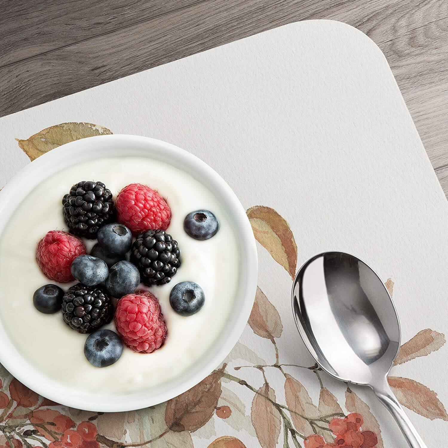 Reversible Wipe Clean Plastic Placemats Autumn in Nature Set of 4