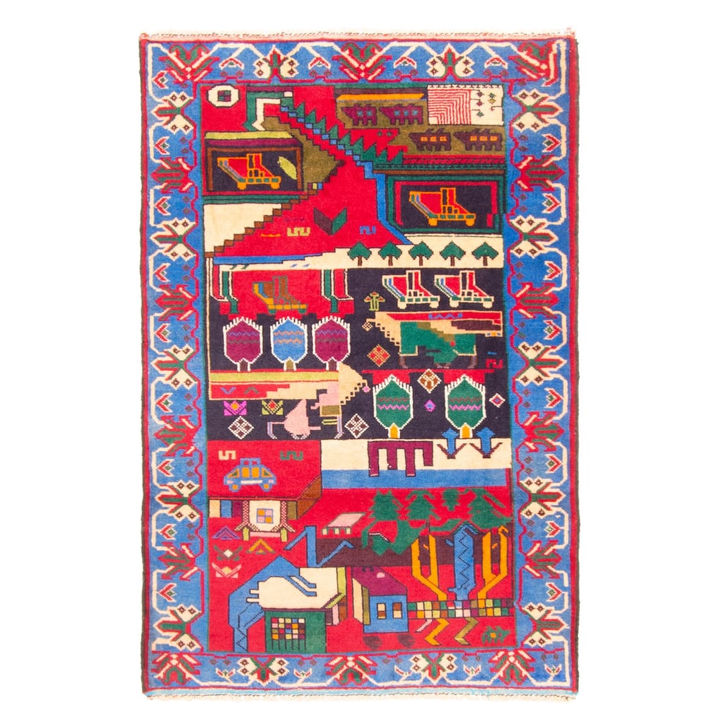 ECARPETGALLERY Hand-knotted Teimani Red Wool Rug - 2'9 x 4'5