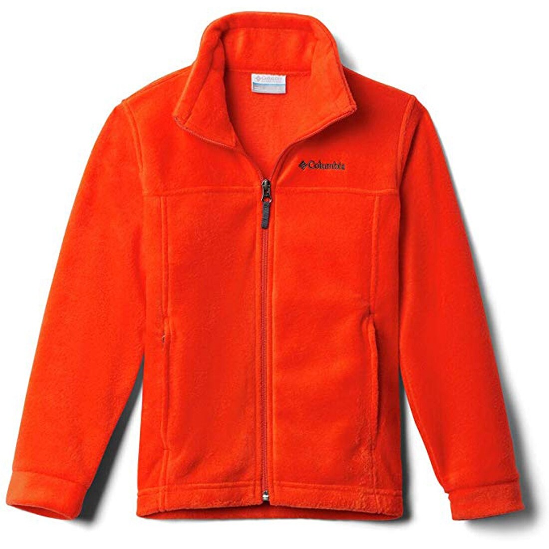 orange columbia fleece jacket
