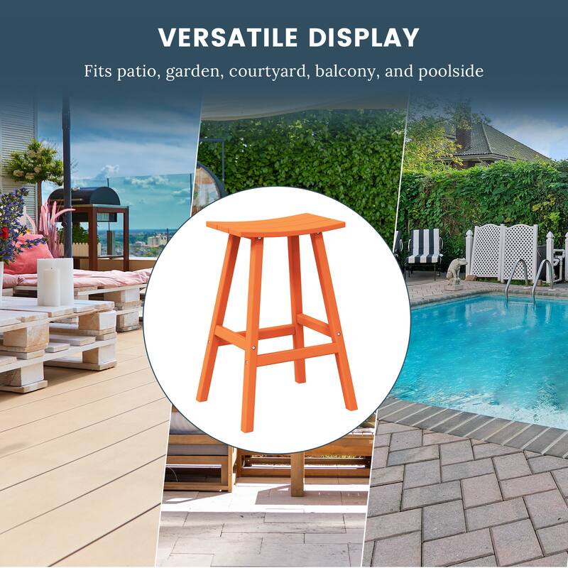 Laguna Hdpe All Weather Outdoor Patio 29" Saddle Seat Bar Stool (Set Of 3)