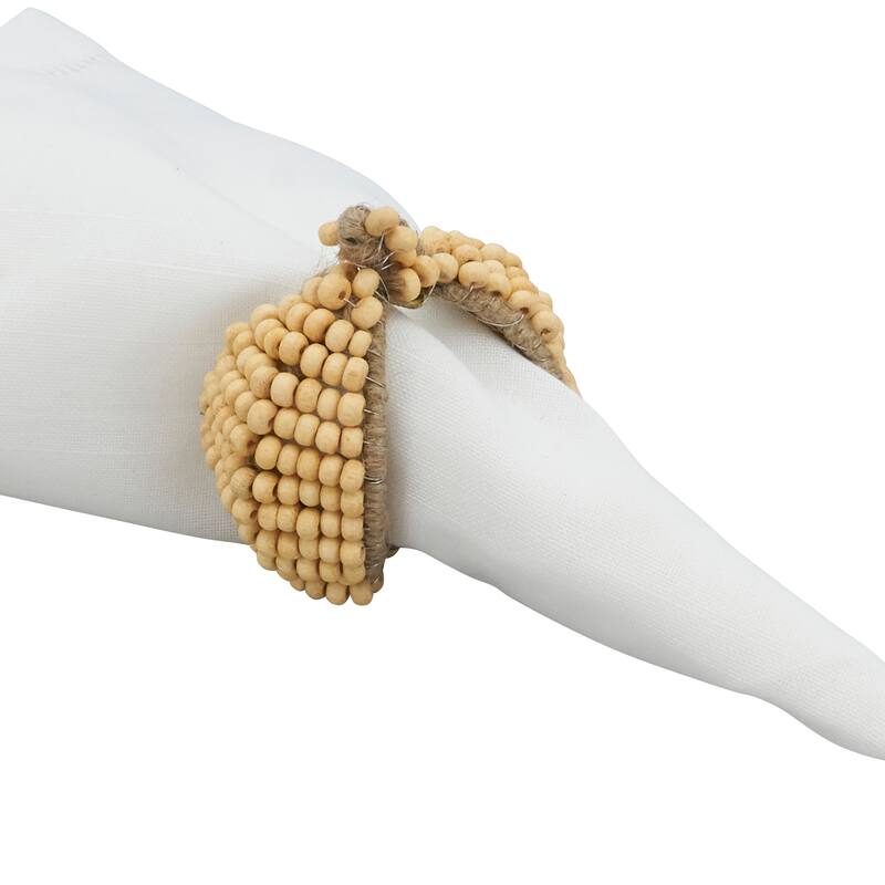 Fall Fantasy Beaded Pumpkin Napkin Ring (Set of 4) - Natural