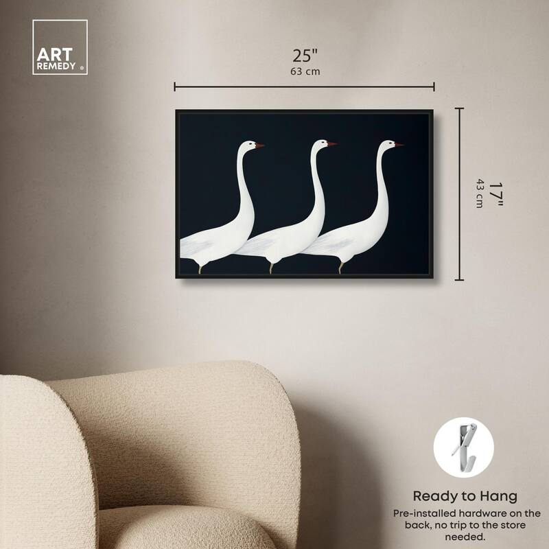 Trio of Swans Canvas by Art Remedy
