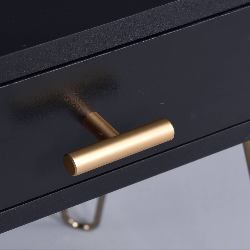 22" Modern Round End Table with Storage Drawer and Metal Hairpin Legs for Living Room or Bedroom