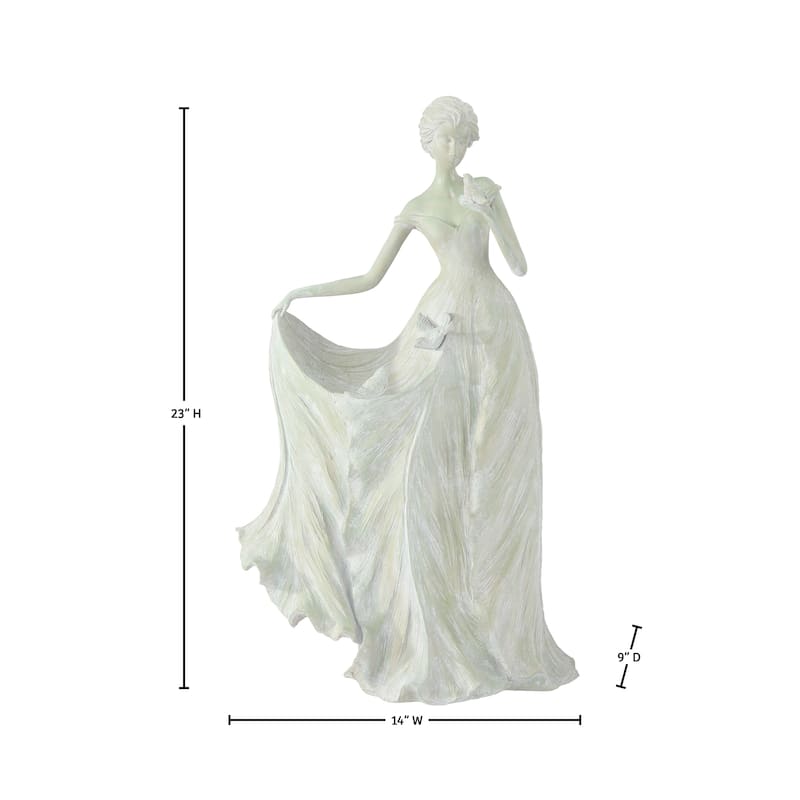 23" Resin Blossom Petal Fairy With Bird