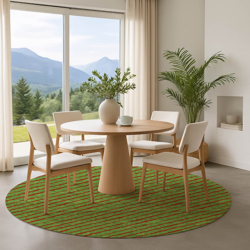 Premium Washable Super Soft Angle Stripe Mayfield Rug - Fern - 8' x 8'