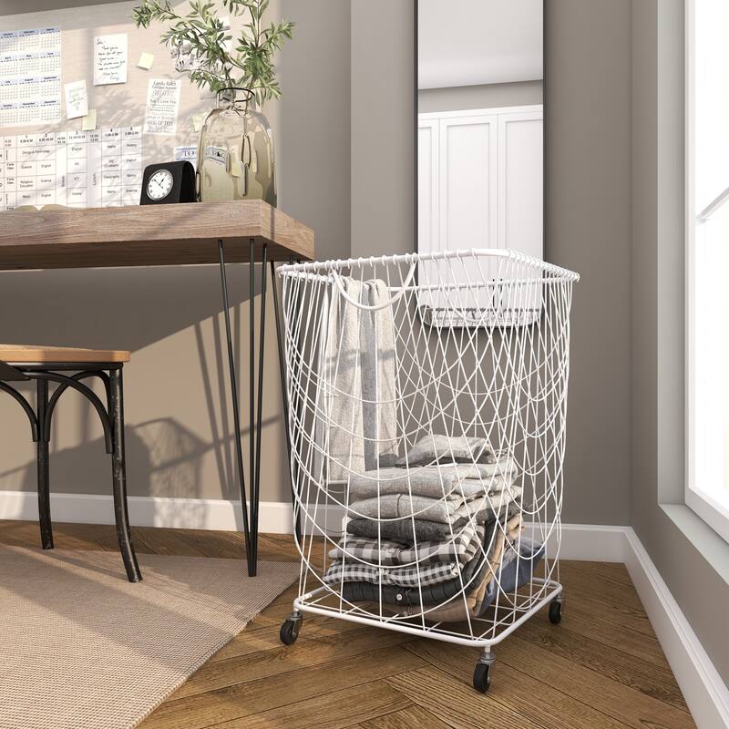 CosmoLiving by Cosmopolitan 26x16 Metal Rolling Storage Basket - 16"L x 16"W x 24"H