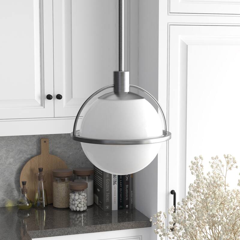 Cieonna 9.38" Wide Pendant with Glass Shade - Silver
