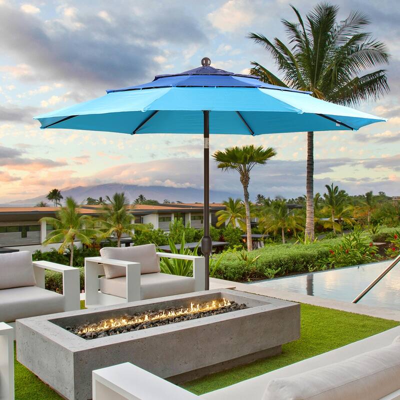 Aoodor Patio Umbrella 10 ft. for Dining Table Outdoor Market Yard Use 3 Tier Ventilation (Umbrella only)