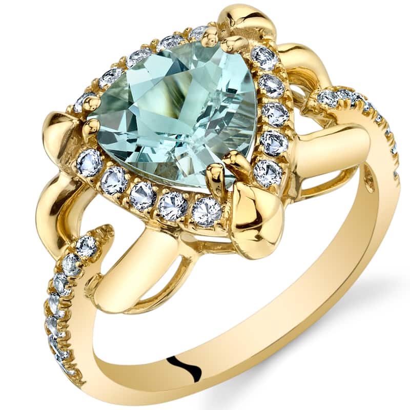 14k Yellow Gold 1.79ct Aquamarine and White Topaz Ring