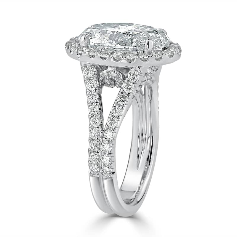 Auriya 18KT Gold 5 1/4ctw Oval-cut Halo Diamond Engagement Ring Certified (H-I, I1-I2)