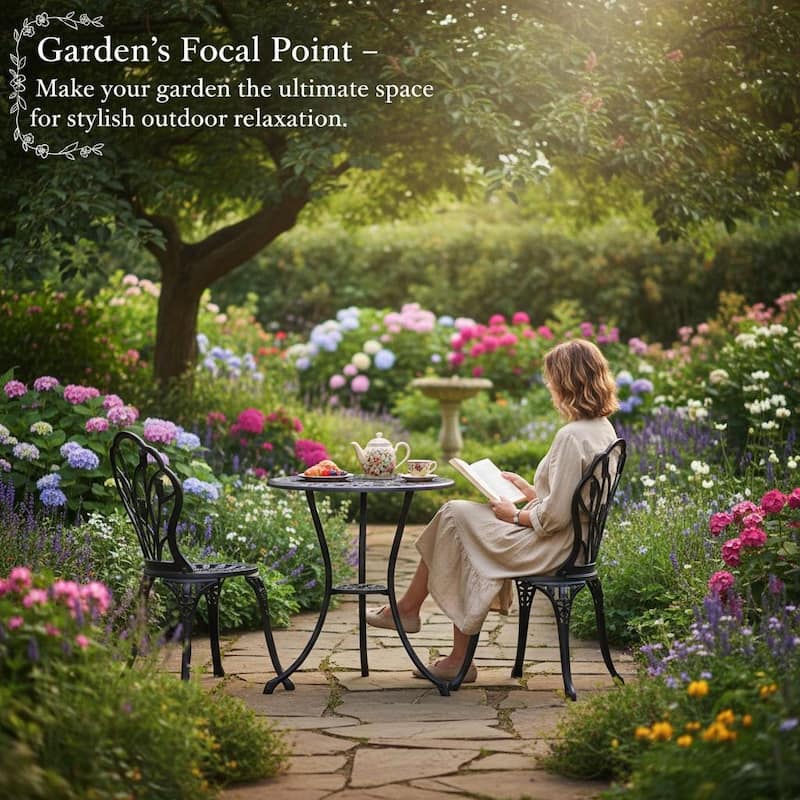 Modern 3-Piece Outdoor Bistro Set with Chairs and Table