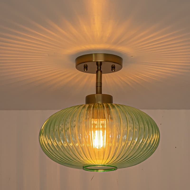 1 - Light Modern Glass Flush Mount Ceiling Light