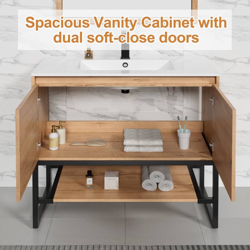 Bathroom Vanity Set Under-mount Ceramic Sink Combo Free Standing