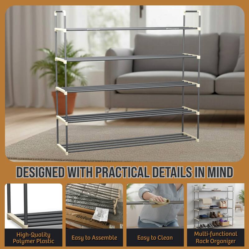 Shoe Rack – Multi -Tier Shoe Organizer by Hastings Home (Gray)