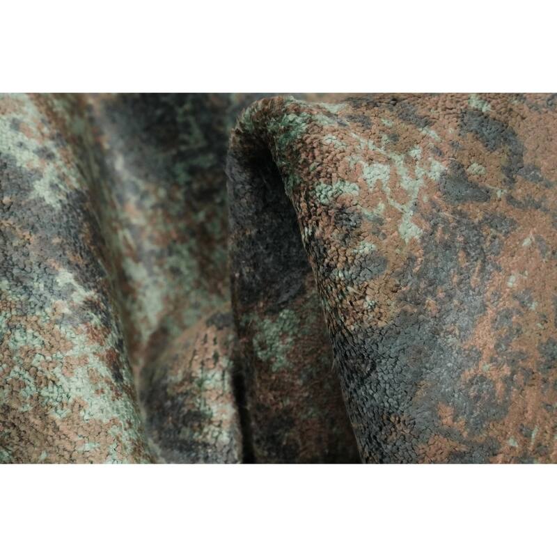 Hand Knotted Oriental Viscose Silk Carpet Modern All-Over Multi-Colored Abstract Area Rug - 7' 9'' X 5' 6''