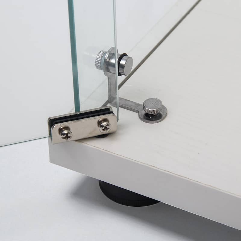 Glass Display Cabinet with Doors & Locks, Acrylic Shelves, Floor Standing Storage Showcase for Home or Office