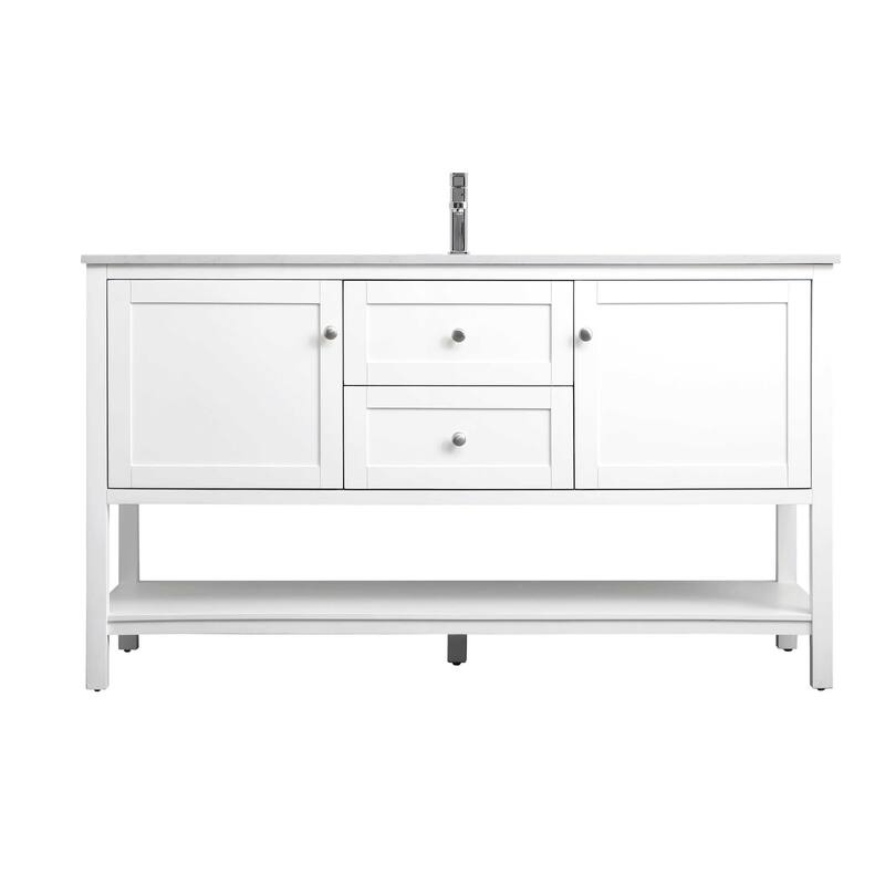 Elegant Lighting VF22260 Heath 60" Free Standing Single Basin Vanity - White