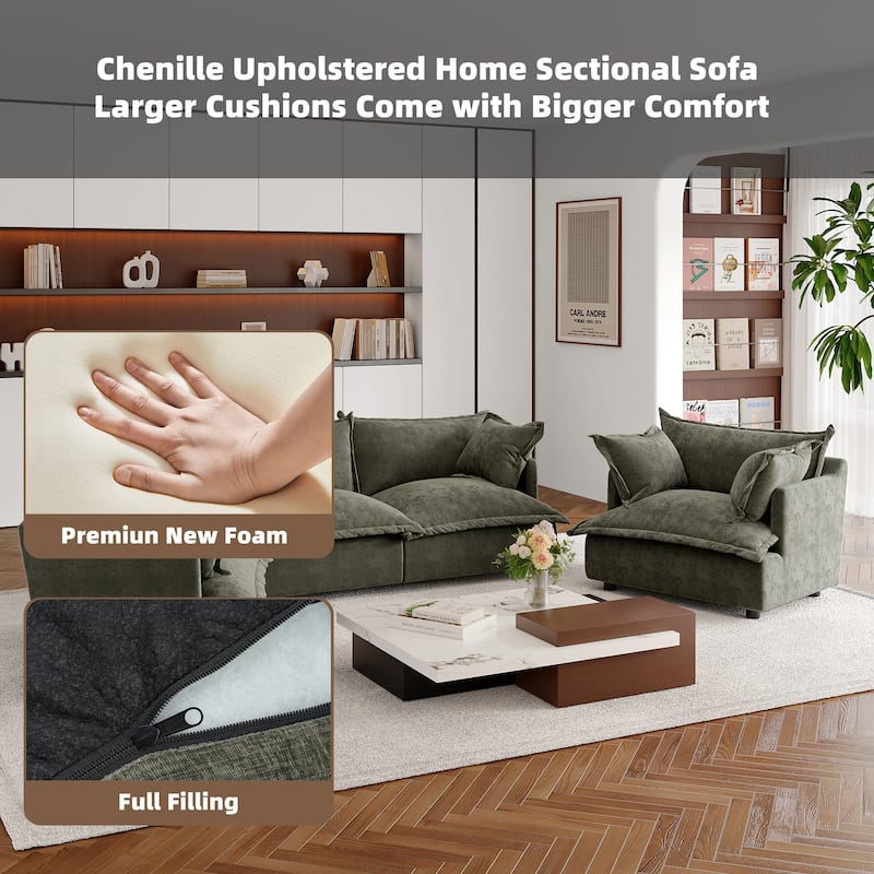 Double Layer Cushion Comfy Cloud Modular Sectional Sofa Set