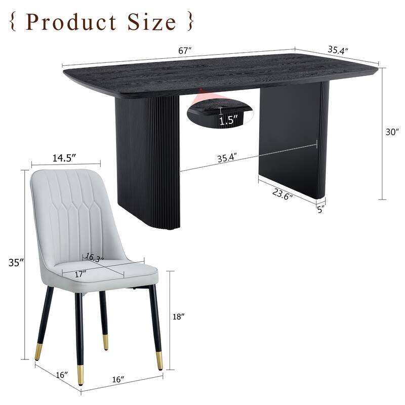 Armless PU Leather Chairs Accent Chairs with Metal Legs, Minimalist Dining Table & Chairs Set for Dining Room