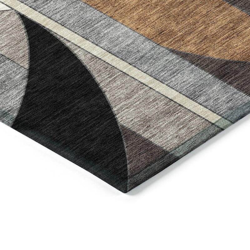 Machine Washable Indoor/ Outdoor Contemporary Retro Chantille Rug