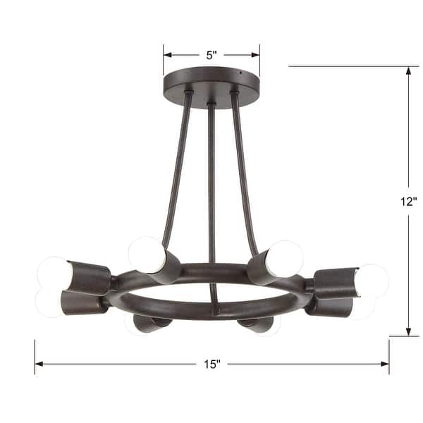 Dakota 8 Light Bronze Ceiling Mount - 15.25'' W x 12'' H
