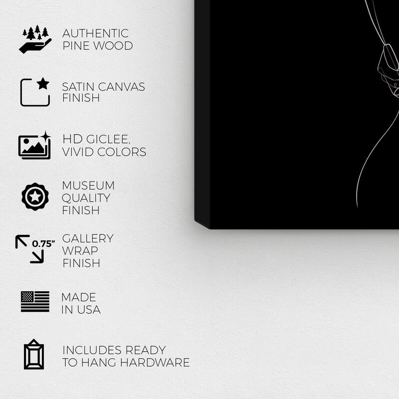 Wynwood Studio Canvas Fashion and Glam Elegant Lines Black and Modern & Contemporary Wall Art Canvas Print