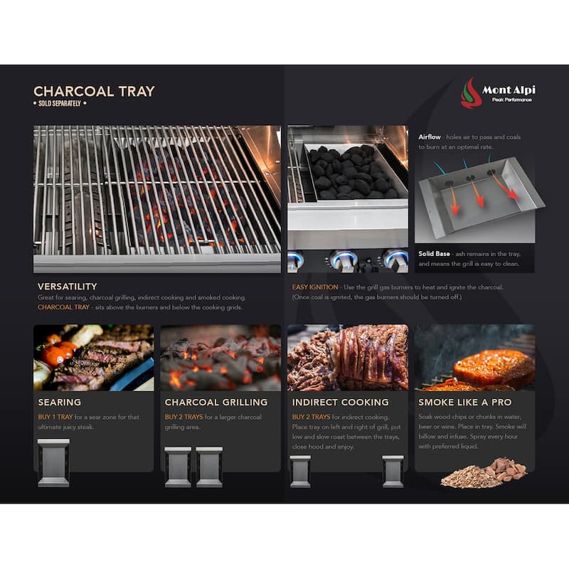 Mont Alpi MAi805-DBEV 44-inch 6-Burner 115000 BTU Deluxe Stainless Steel Outdoor Gas Barbecue Island Grill with Beverage Center