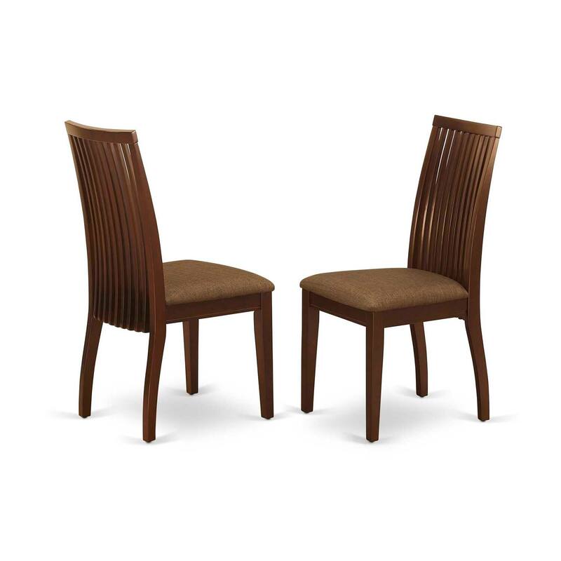HomeStock 7-Piece Rectangle Mahogany Finish Solid Wood Top Dining Table with 6 Chairs with Lattice Back