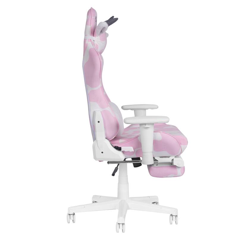Modern Designs Reclining Pink Cow Print Gaming Chair